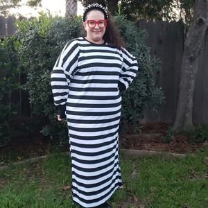 Black and White Striped Light Sweater Dress